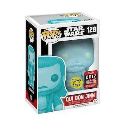 Star Wars - Qui Gon Jinn Holgraphic Glow 2017 Galactic Convention Collectable Pop! Vinyl #128