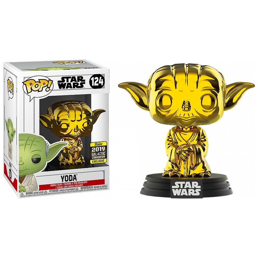 Star Wars - Yoda Gold Chrome 2019 Galactic Convention Collectable Pop! Vinyl (Used)