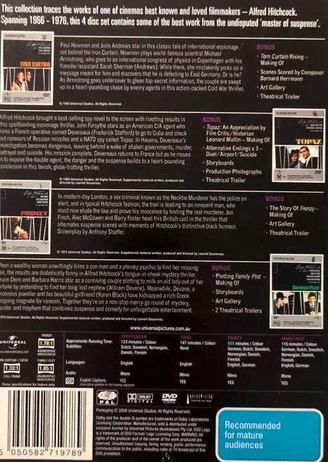 Alfred Hitchcock - 1966-1976 Collection 4DVD Boxset (Used)