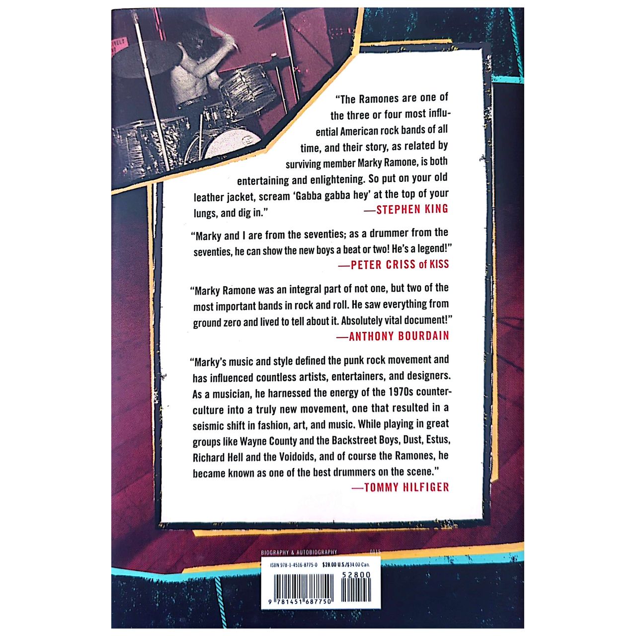 Marky Ramone - Punk Rock Blitzkrieg Book + Signed VIP Backstage Pass