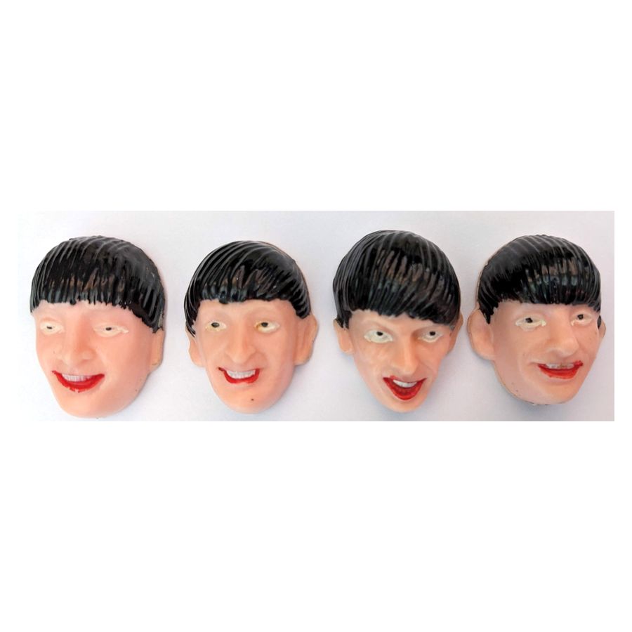 Beatles - Original 1960s Complete Set 4 Hand Painted Face Heads Cake Toppers