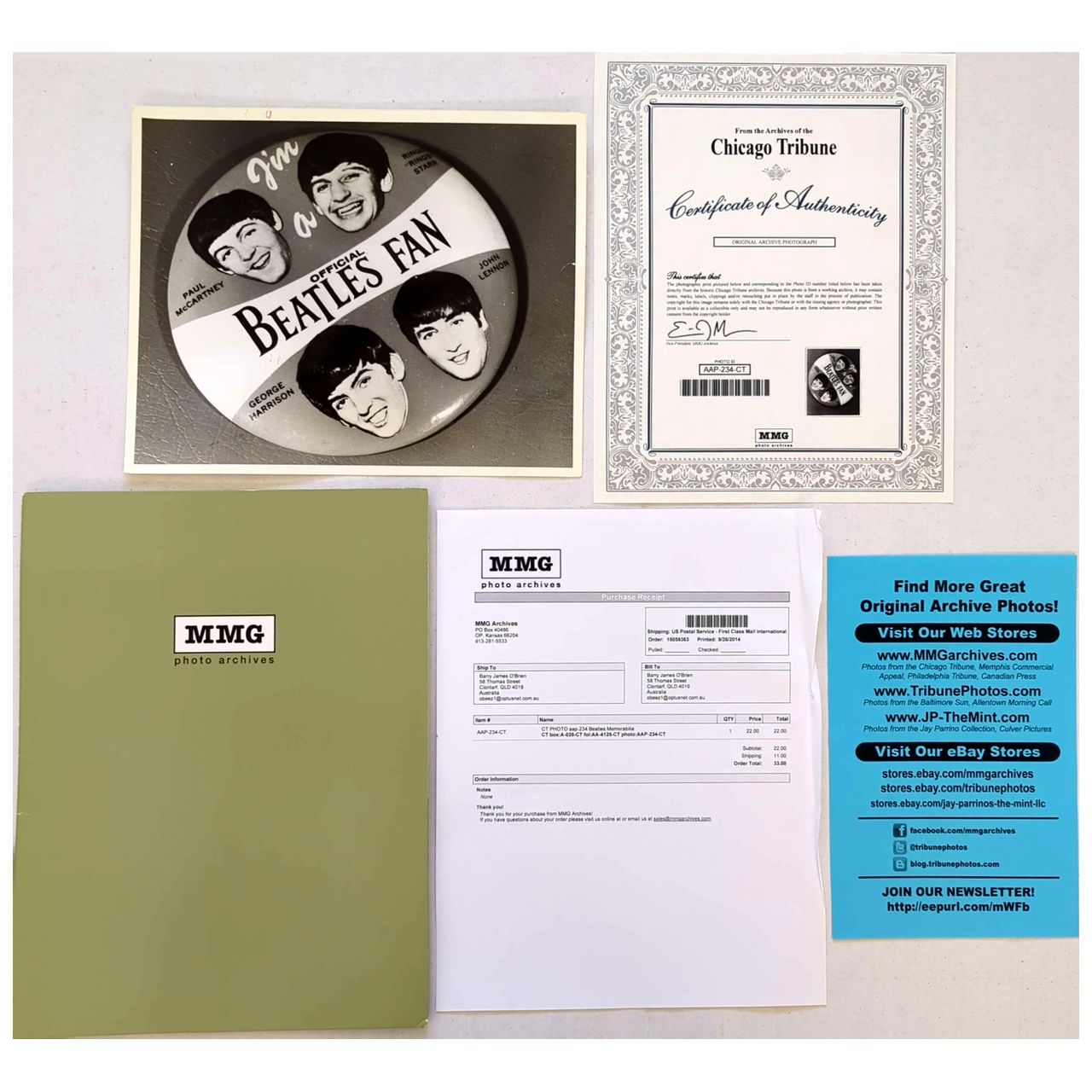Beatles - Chicago Tribune 9 Dec 1980 Original Archive Beatles Fan Photo With COA