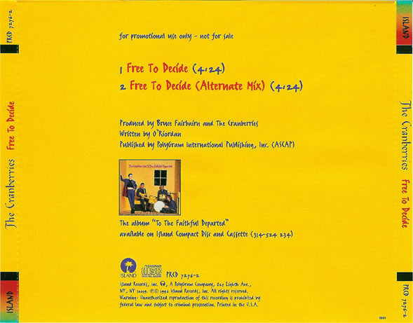 Cranberries - Free To Decide - Promo CD Single