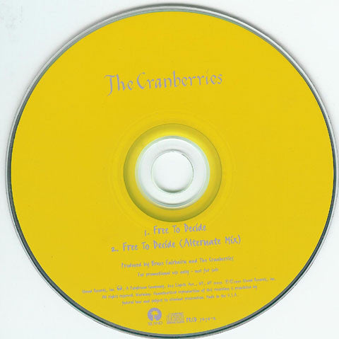 Cranberries - Free To Decide - Promo CD Single