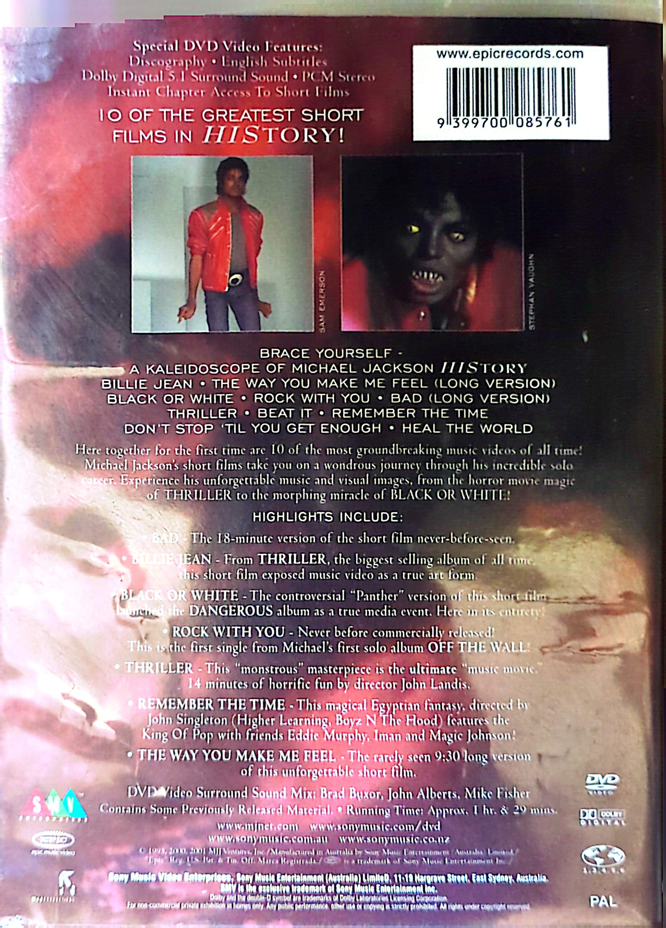 Michael Jackson - Video Greatest Hits History DVD