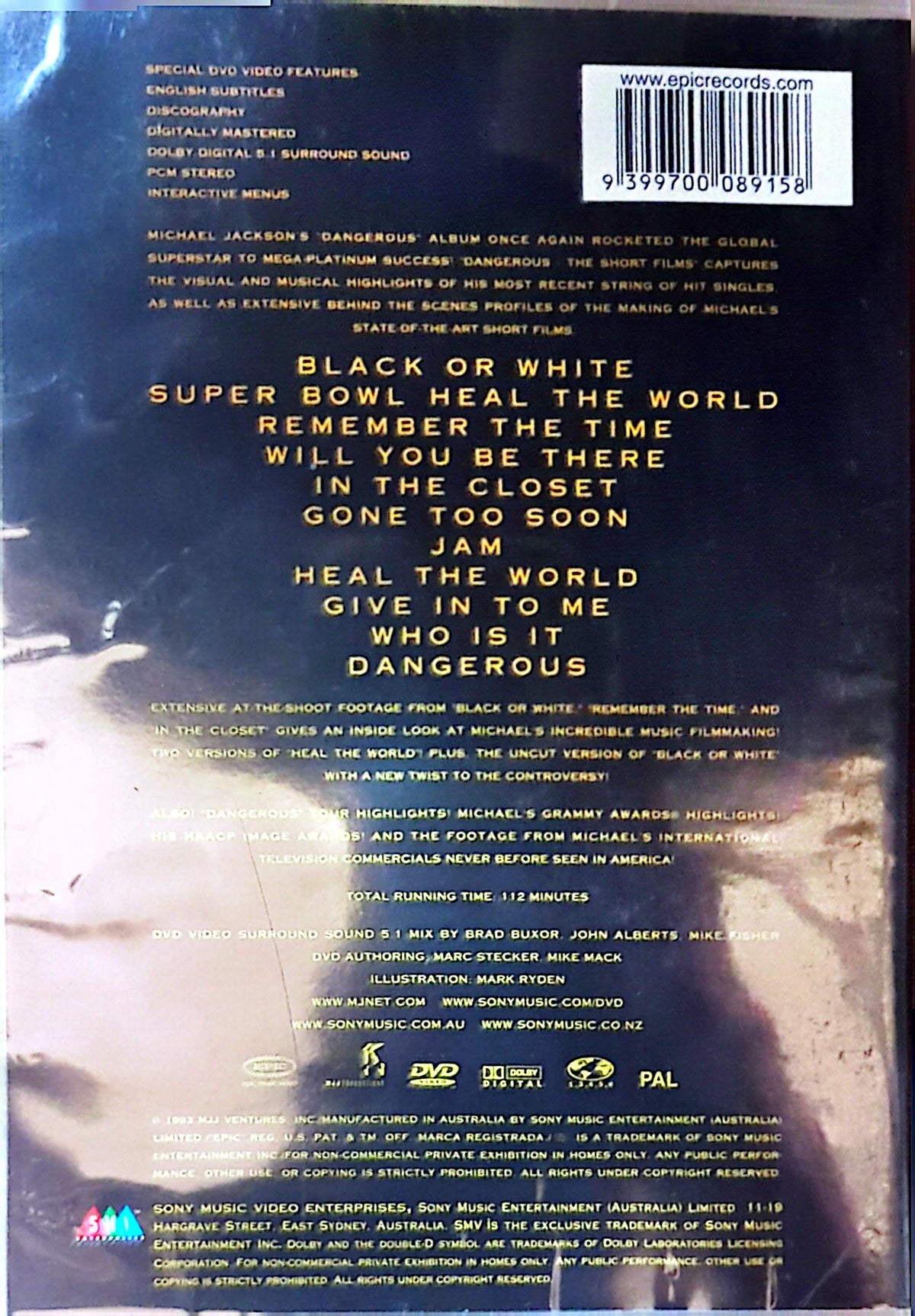 Michael Jackson - Dangerous DVD