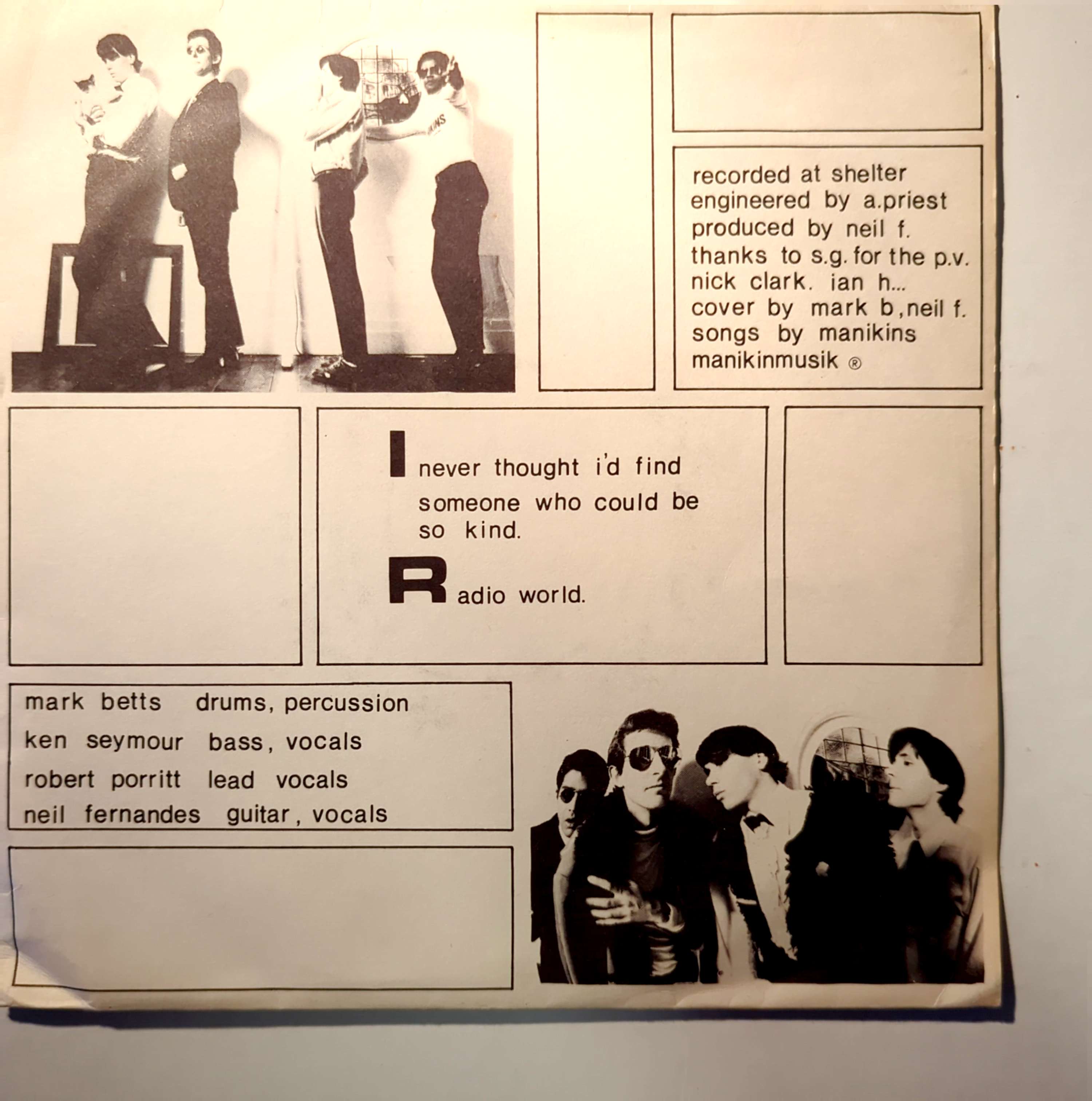 Manikins - Models For Mankind 7" Single Vinyl (Used)