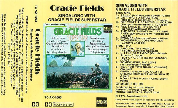 Gracie Fields - Singalong With Gracie Fields Superstar Cassette Tape