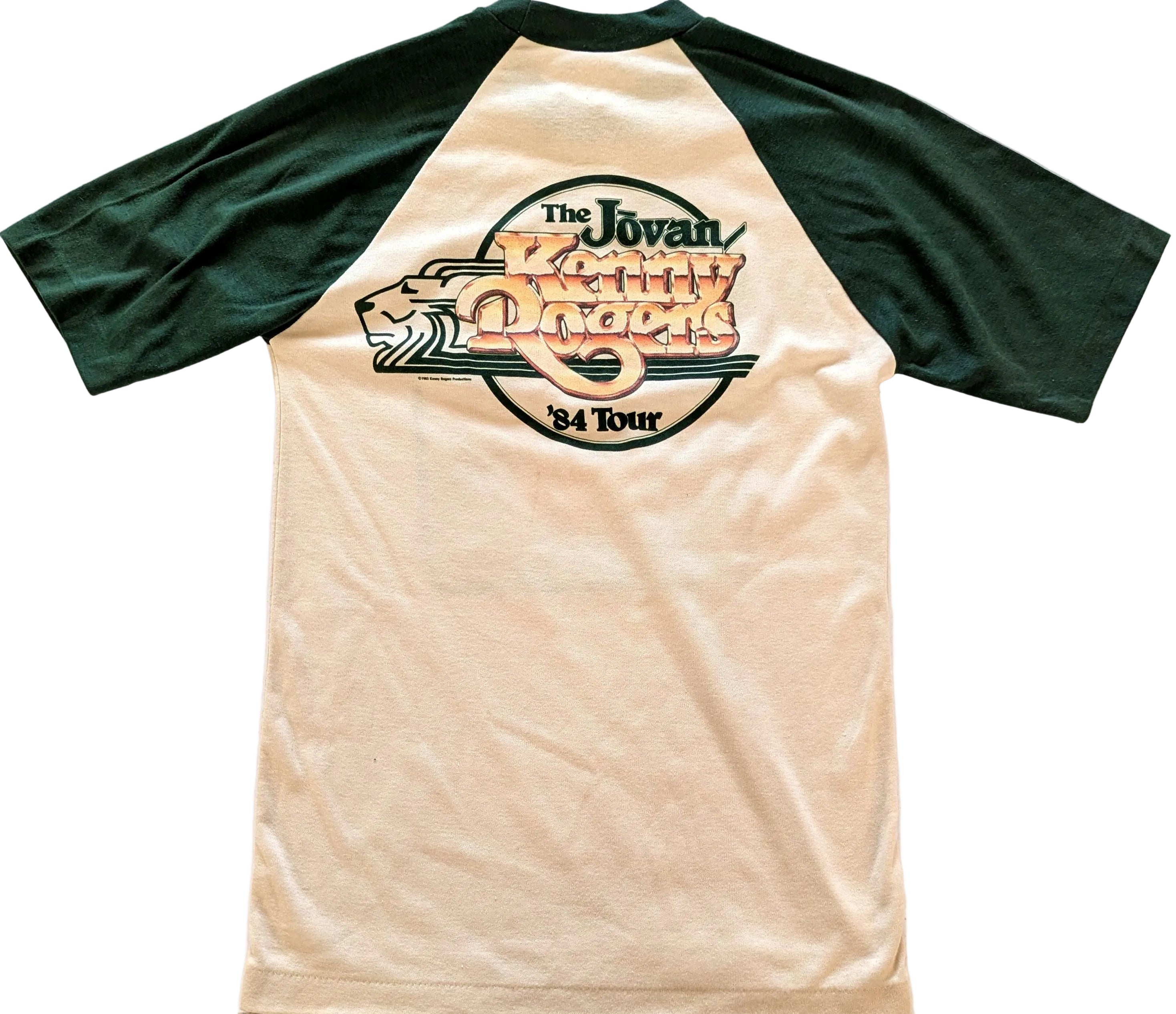 Kenny Rogers - Jovan Kenny Rogers Tour 1984 Original Vintage Concert Baseball Shirt Cream/Green Size S