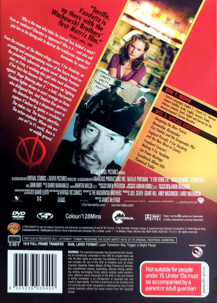 V For Vendetta - Deluxe Ltd Ed #0180 2DVD + Comic Book (2005) (Used)