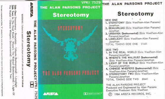 Alan Parsons Project - Stereotomy Cassette