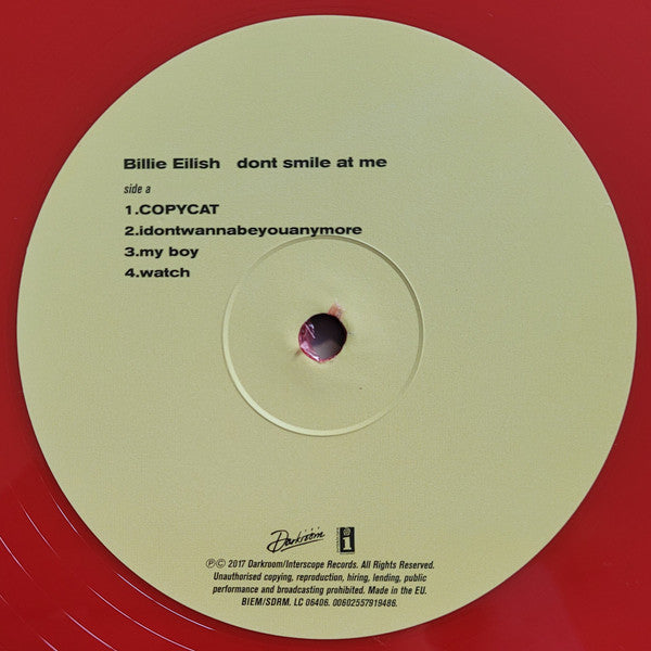 Billie Eilish - Dont Smile At Me Red Coloured Vinyl 12" EP (Used)