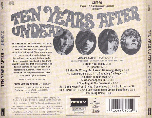 Ten Years After - Undead Remastered CD