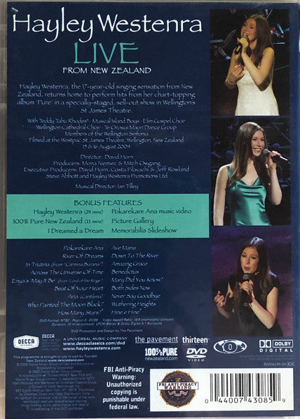 Hayley Westenra - Live From New Zealand DVD