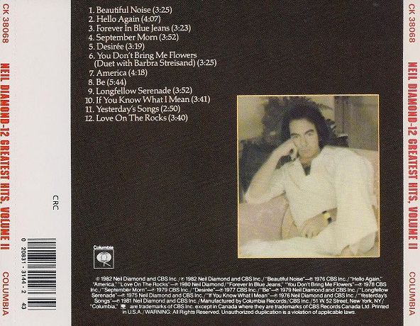 Neil Diamond – 12 Greatest Hits Volume II CD