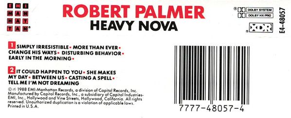 Robert Palmer - Heavy Nova Cassette Tape