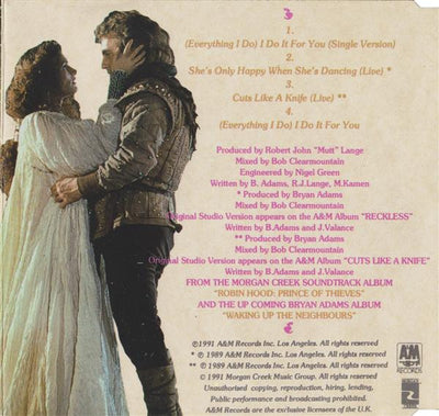 Bryan Adams - (Everything I Do) I Do It For You 4 Track CD Single