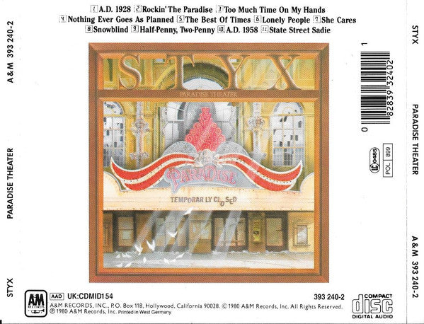 Styx – Paradise Theatre CD