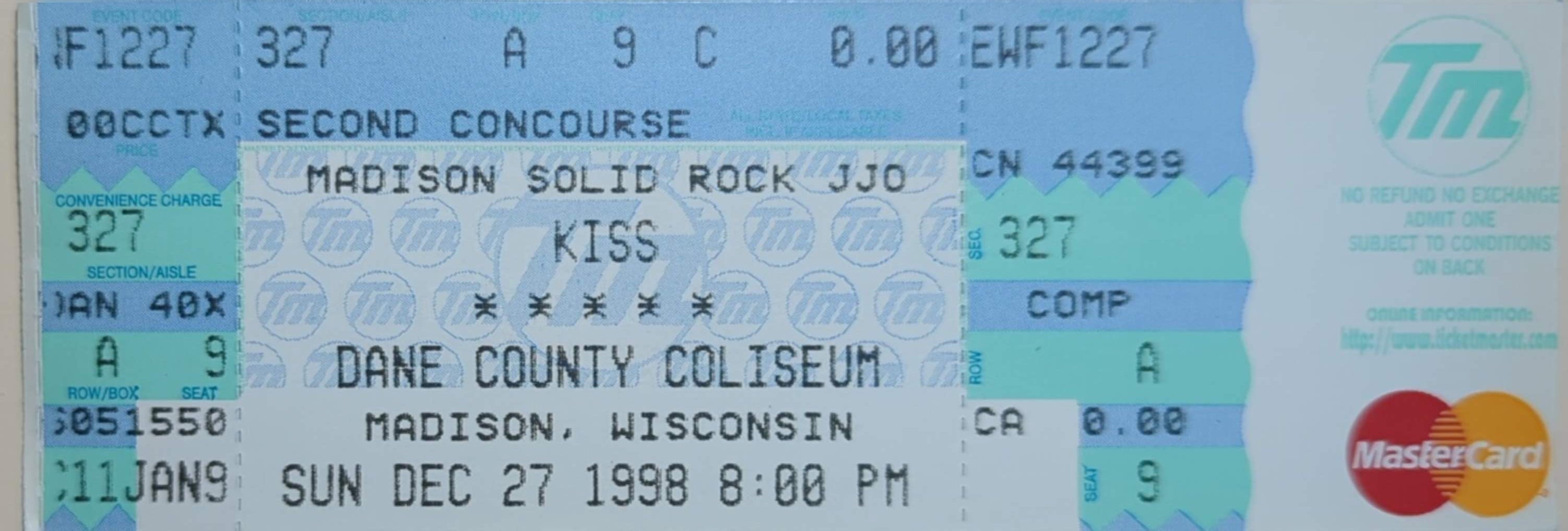 Kiss - 1998 Original Vintage Concert Ticket Row A Seat 9