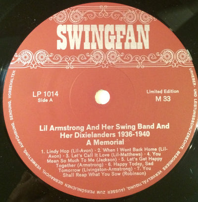 Lil Armstrong - 1936-1940 A Memorial Limited Edition Vinyl LP (Used)