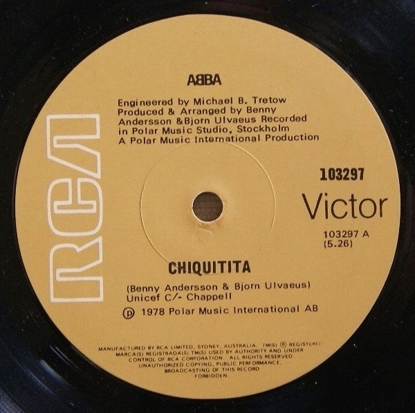 ABBA - Chiquitita / Lovelight 7" Vinyl Single (Used)