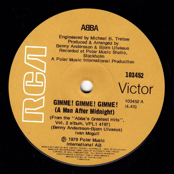 ABBA - Gimme! Gimme! Gimme! (A Man After Midnight) / The King Has Lost His Crown 7" Vinyl Single (Used)