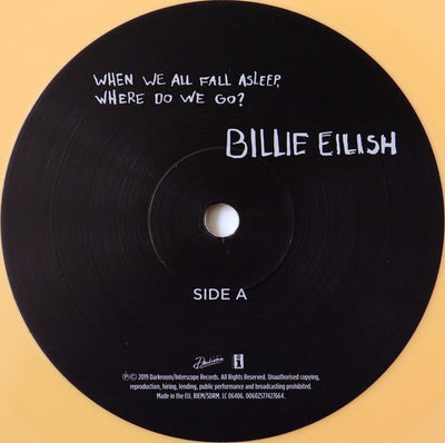 Billie Eilish - When We All Fall Asleep Where Do We Go Yellow Apricot Coloured Vinyl LP (Used)