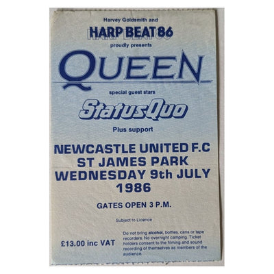 Queen  - With Support Status Quo 1986 Original Vintage Concert Ticket