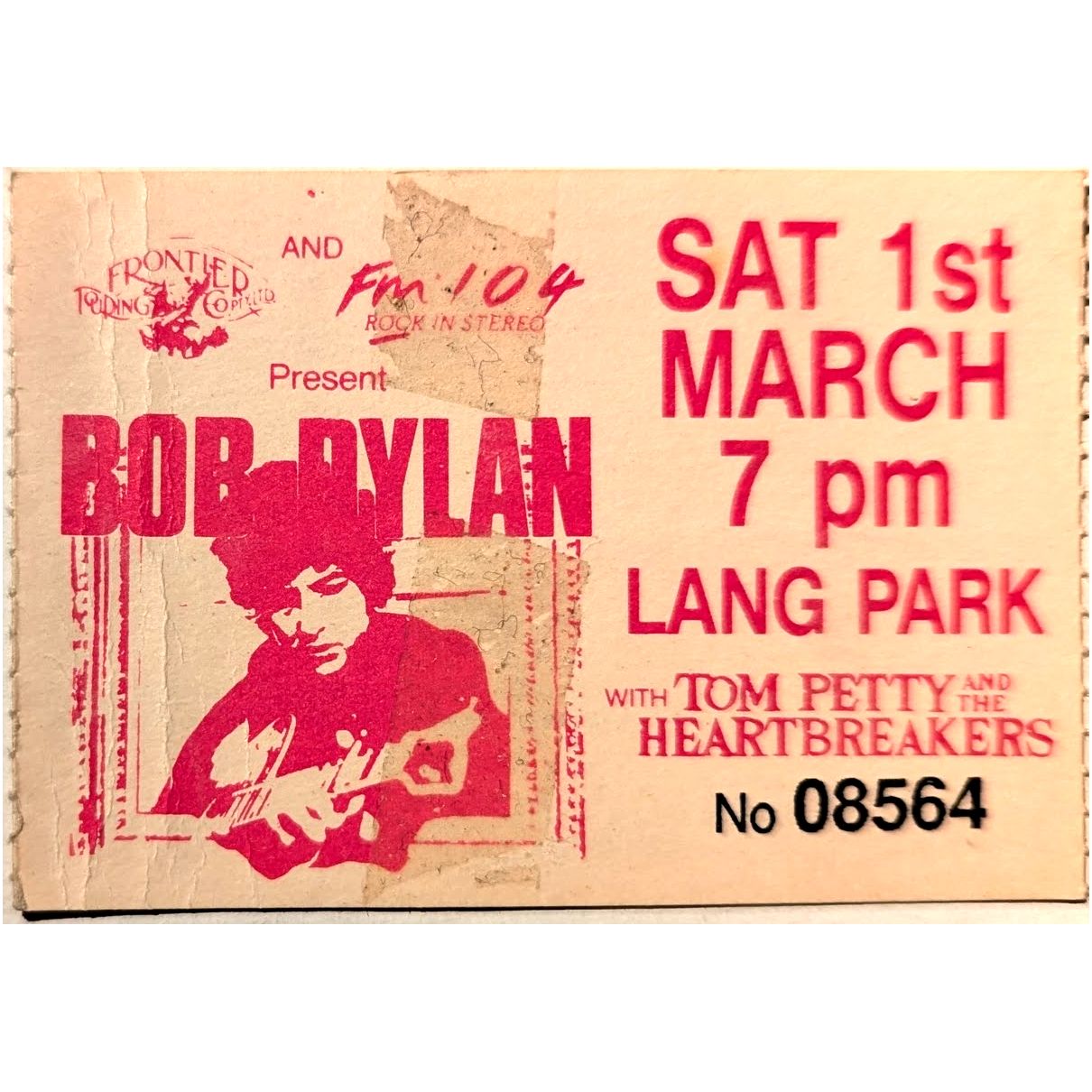 Bob Dylan - True Confessions With Tom Petty 1986 Original Vintage Concert Ticket