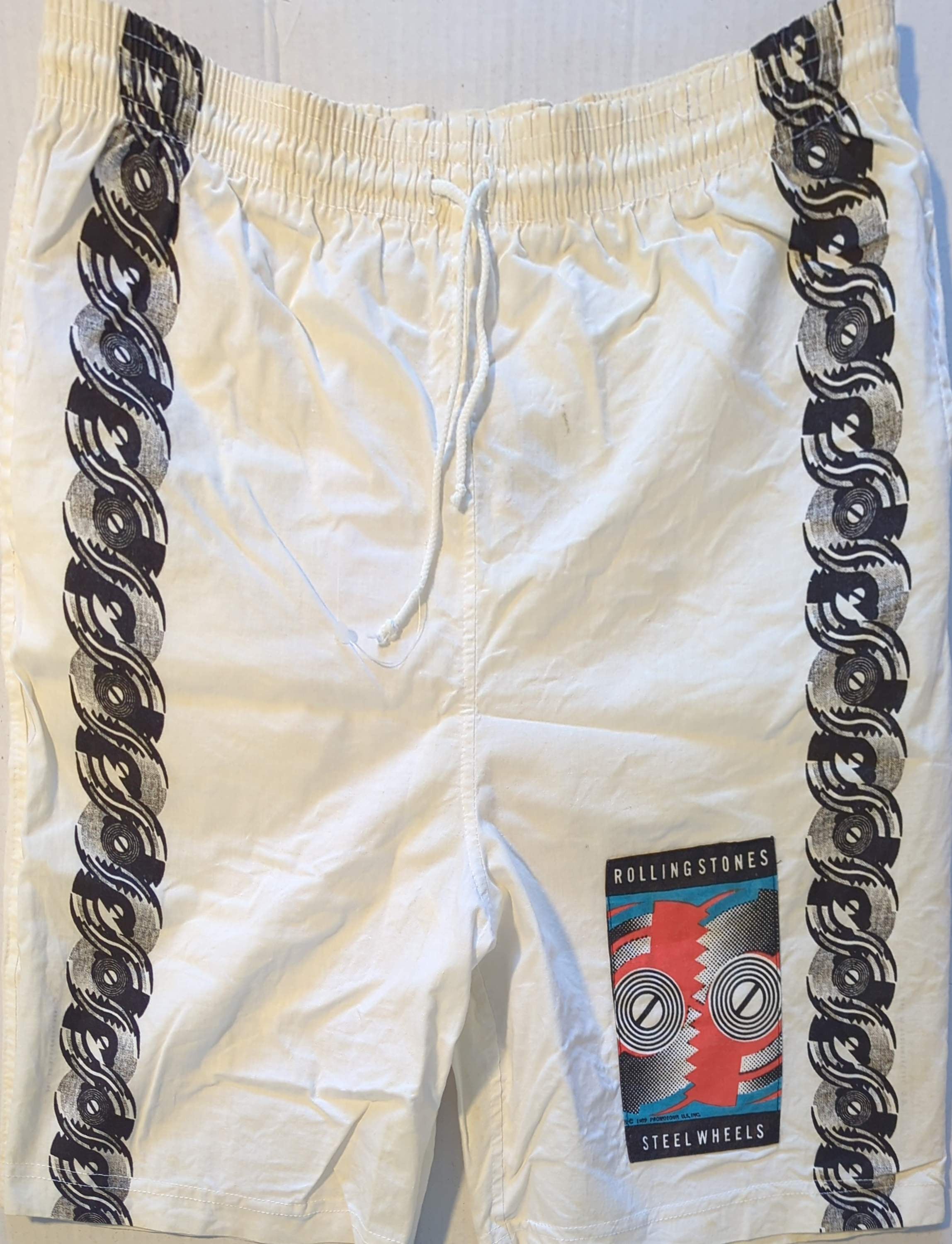 Rolling Stones - Steels Wheels North American Tour 1989 Original Vintage Boardshorts White Size L