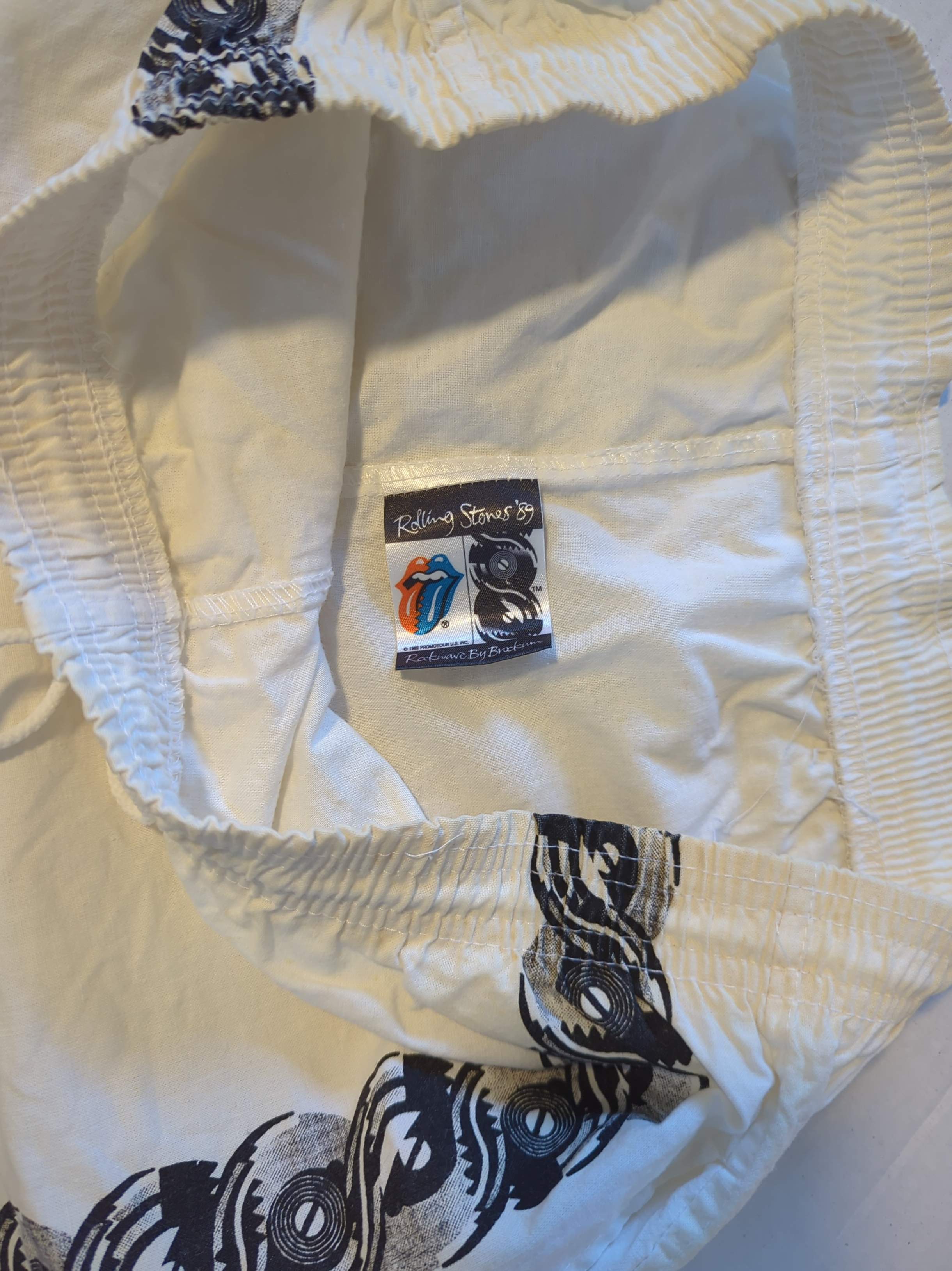 Rolling Stones - Steels Wheels North American Tour 1989 Original Vintage Boardshorts White Size L