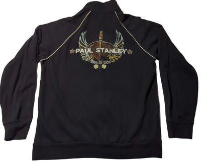 KISS - Paul Stanley Live To Win Vintage Zip-Up Fleecy Lined Long Sleeve Sweatshirt/Jacket Black Size L