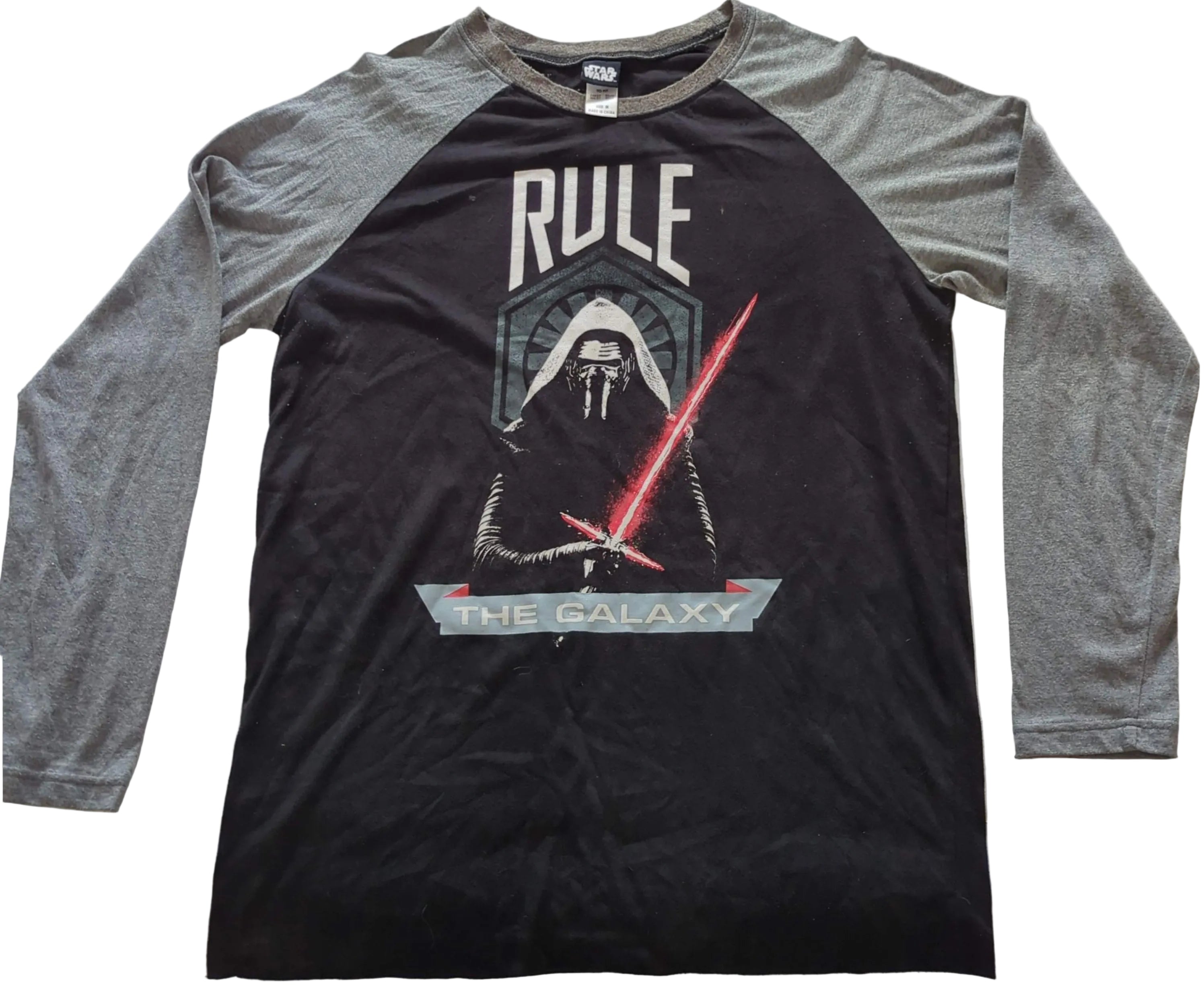 Star Wars - Darth Vader Rule The Galaxy Original Vintage Long Sleeve Raglan Shirt Black/Grey Size M