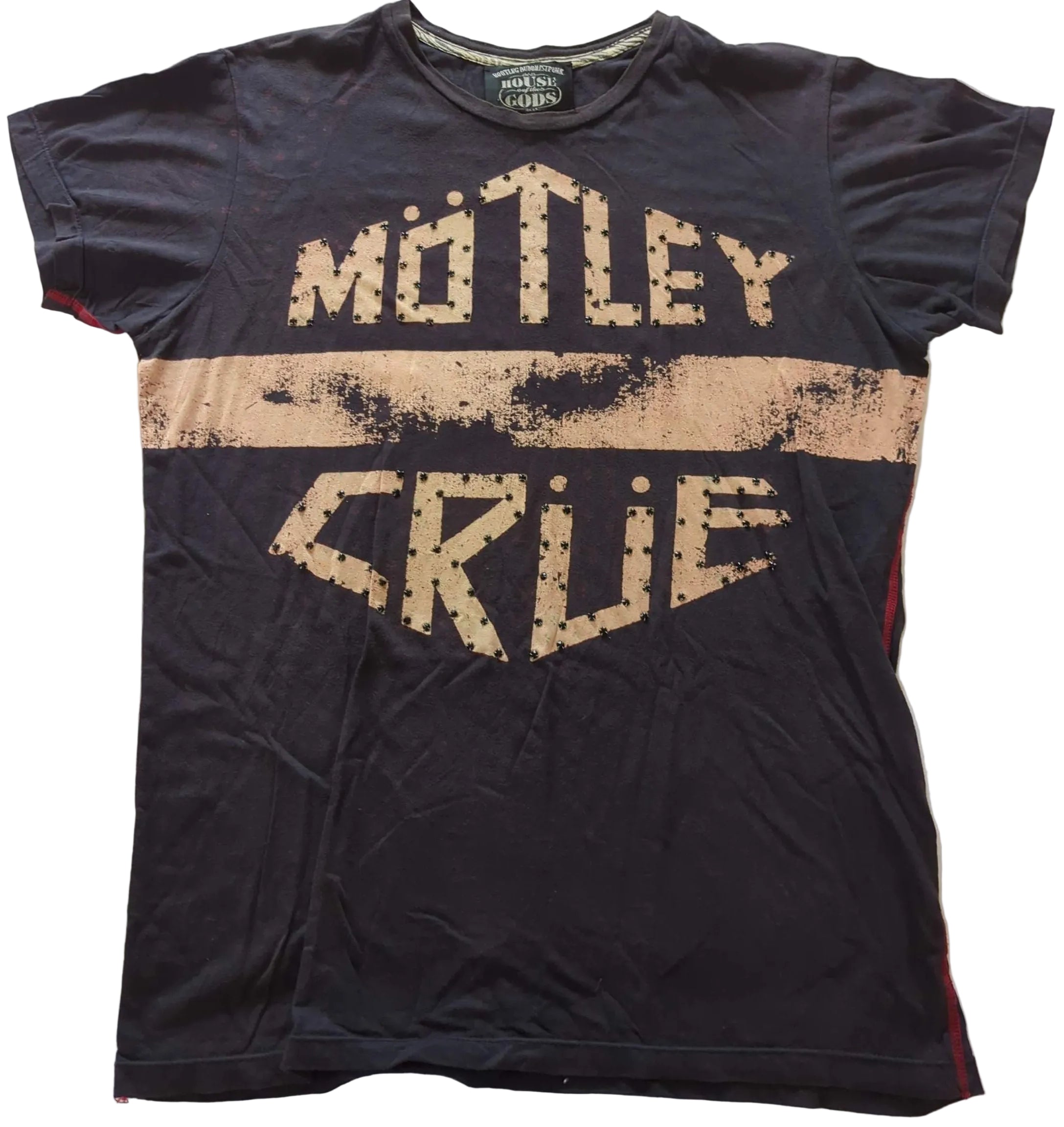 Motley Crue - Don't F**k With The Crue Vintage Bootleg Buddhist Punk Studded T-Shirt Charcoal Size M