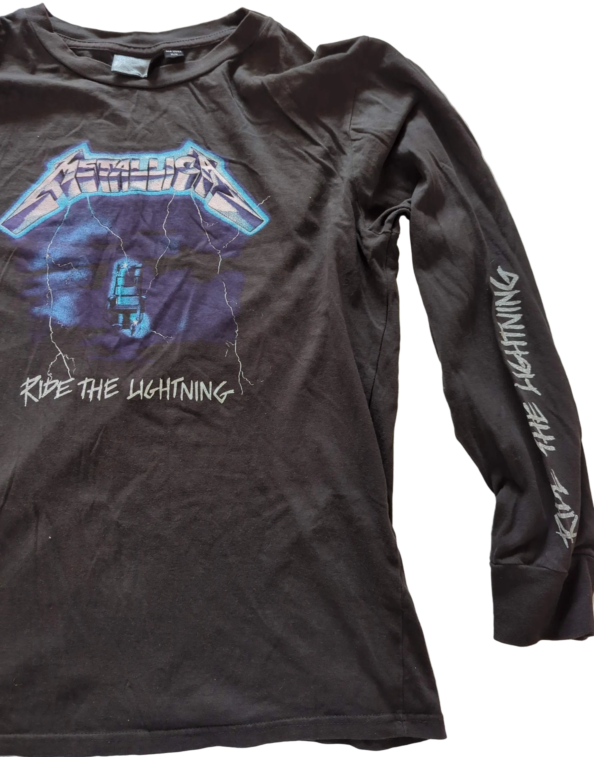 Metallica - Ride The Lightning Original Vintage Long Sleeve T-Shirt Black Size M