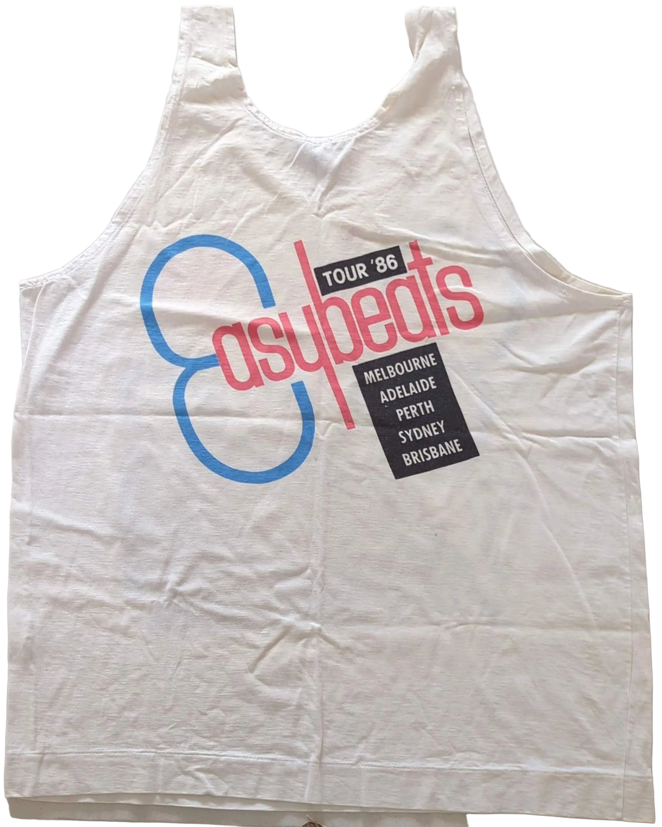 Easybeats - Australian Reunion Tour 1986 Original Vintage Concert Tank Top Sleeveless T-Shirt White Size L (Single Stitch)