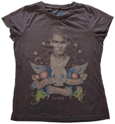 Cry Baby - Johnny Depp Cry Baby Girl Vintage T-Shirt Charcoal Grey Ladies Size M