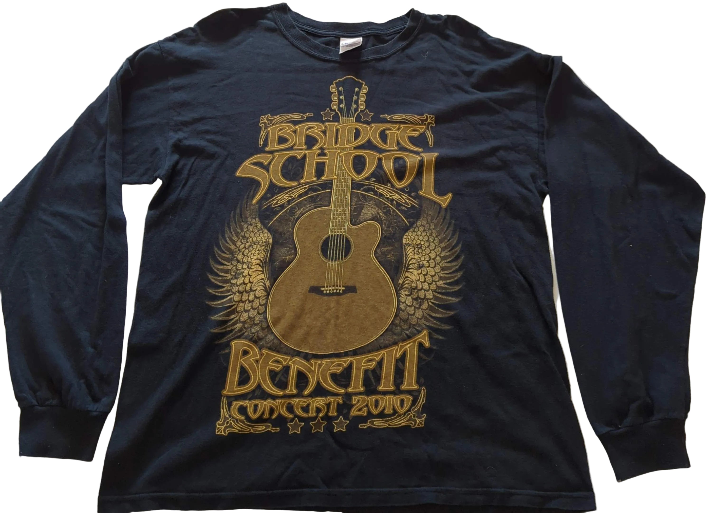 Bridge School Benefit Concert 2010 - Original Vintage Concert Long-Sleeve T-Shirt Black Size L