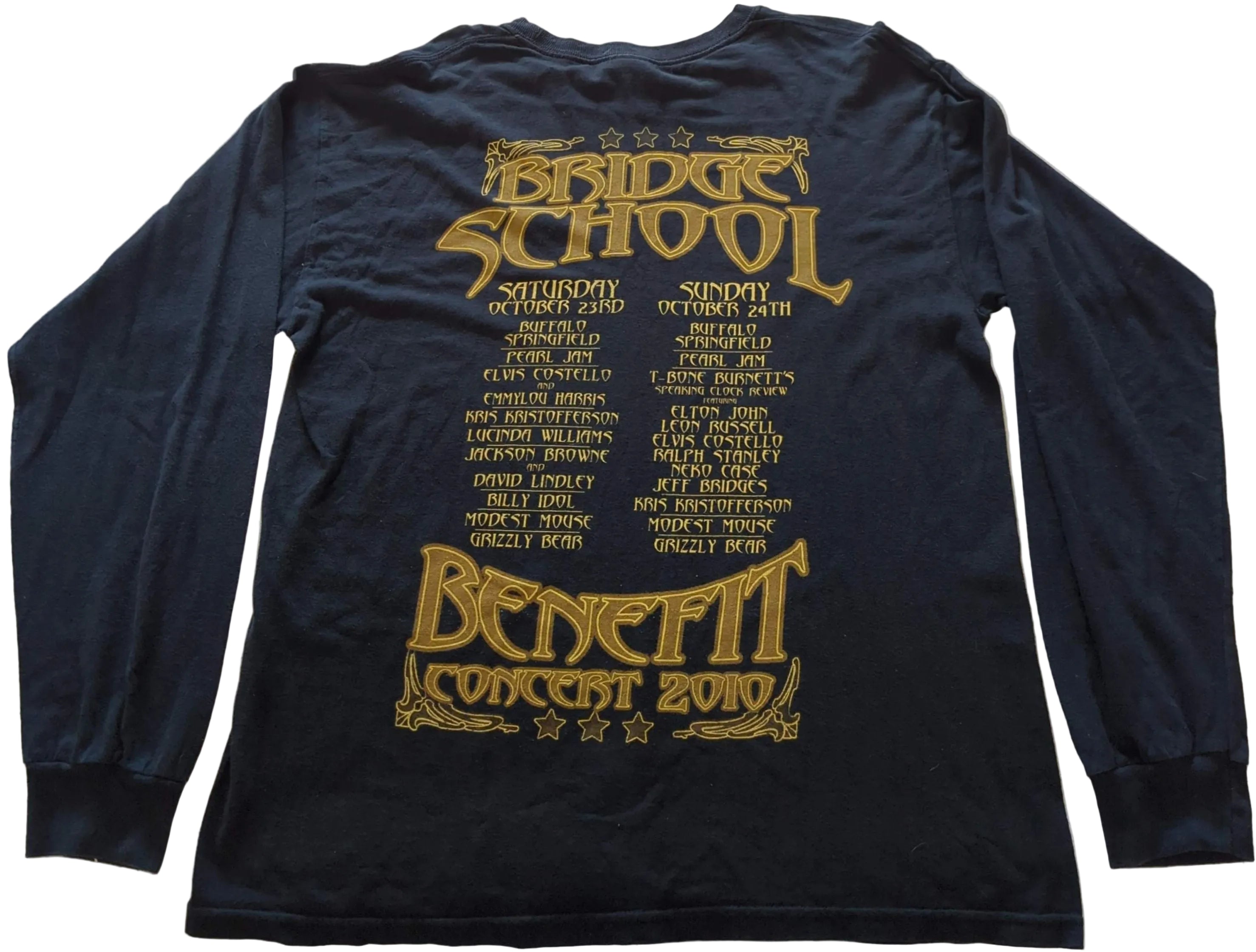 Bridge School Benefit Concert 2010 - Original Vintage Concert Long-Sleeve T-Shirt Black Size L