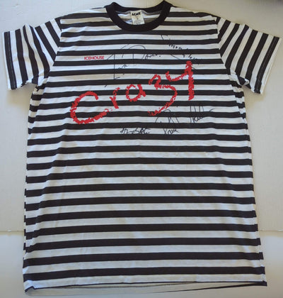 Icehouse - Autographed Hand Signed Crazy (1987 Man Of Colours Album) Vintage T-Shirt Black/White Stripe Size 18