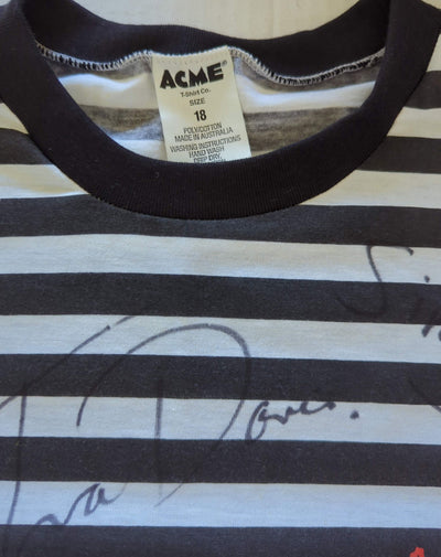 Icehouse - Autographed Hand Signed Crazy (1987 Man Of Colours Album) Vintage T-Shirt Black/White Stripe Size 18