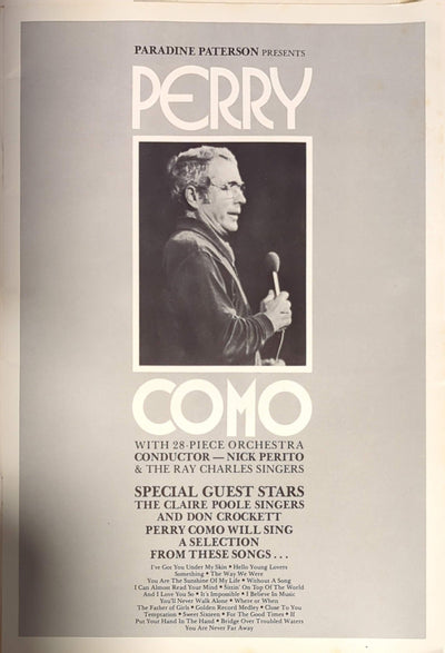 Perry Como - Australian Tour 1976 Original Concert Tour Program