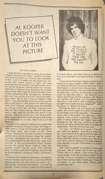 Island Ear - Back To School Issue Blue Oyster Cult Magazine (1982)