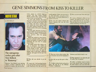 KISS - Gene Simmons Bigscreen Movie Showcase Magazine 1 Dec 1984