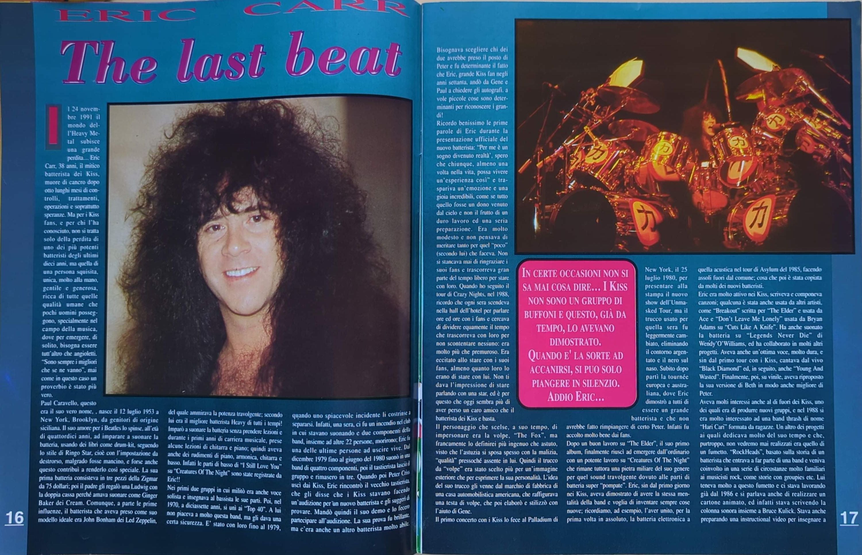 KISS - Eric Carr HIM Heavy Metal Magazine  #116 (Italian)