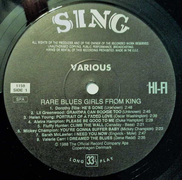 Various Artists - Rare Blues Girls From King Vinyl LP (Used)