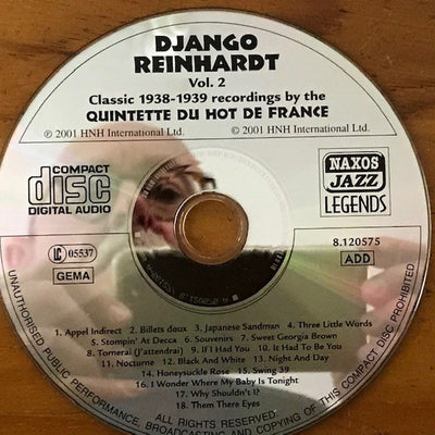 Django Reinhardt : Vol. 2:  1938-1939 Classic Recordings By The Quintette Du Hot Club De France (CD, Comp)