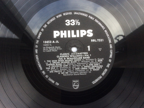 Clarence Williams - No. 1 1927-1935 (Jug & Washboard Band) Vinyl LP (Used)