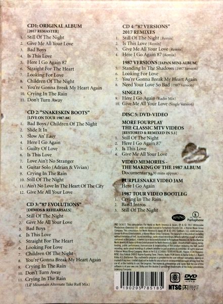 Whitesnake - 1987 (30th Anniversary Super Deluxe Edition) 4CD+DVD Boxset