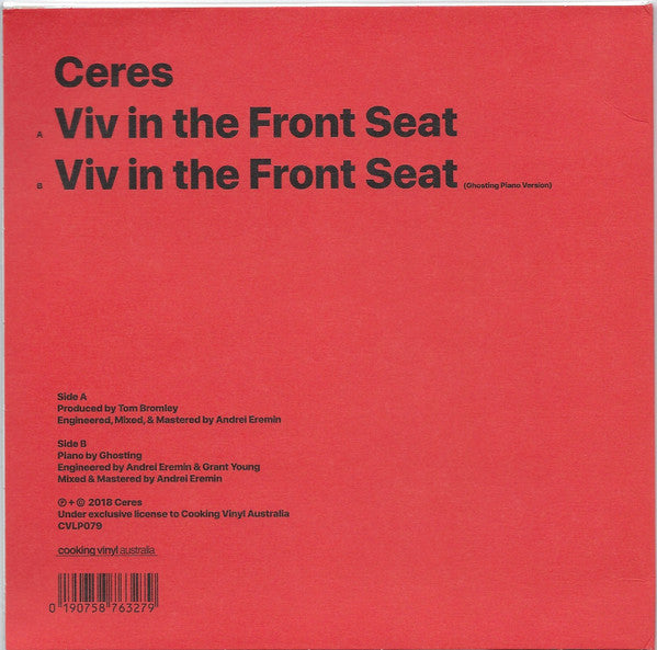 Ceres - Viv In The Front Seat Red Coloured 7" Vinyl Single (Used)